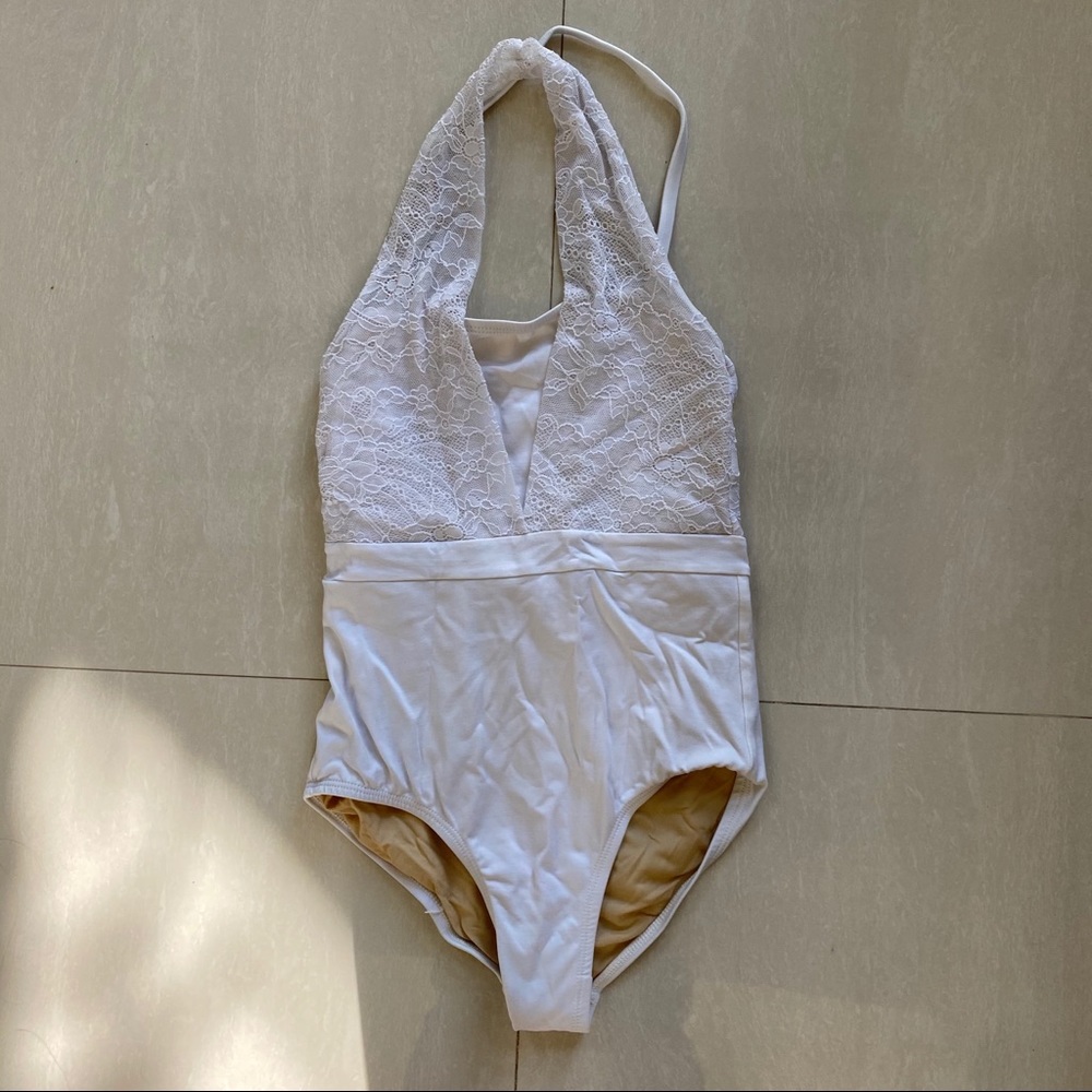 Suffolk White Lace Ballet Leotard